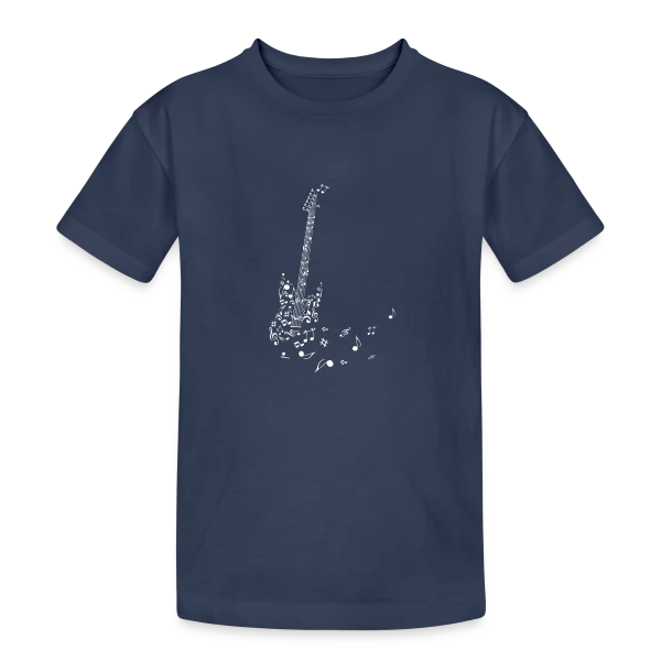 Guitare et Notes Volantes : La Musique en Liberté sur T-shirt coton épais ado
