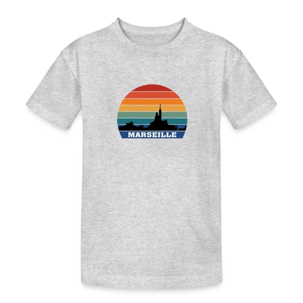Marseille Skyline Rétro Sunset sur T-shirt coton épais ado