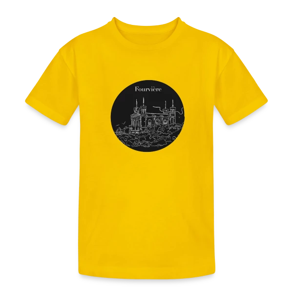Basilique Fourvière Nuit sur T-shirt coton épais ado