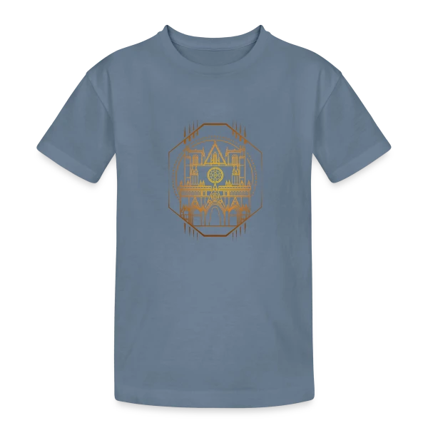 Cathédrale Lyon Géométrique sur T-shirt coton épais ado