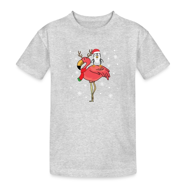 Flamant Rose Noël Renne sur T-shirt coton épais ado
