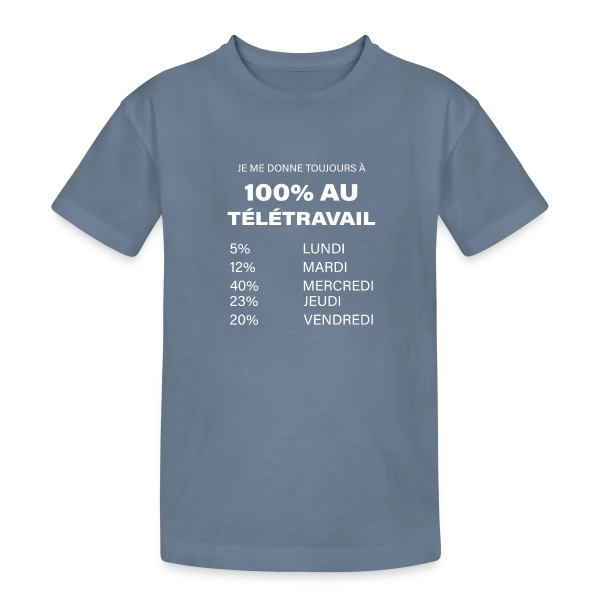 Télétravail J'Adore sur T-shirt coton épais ado
