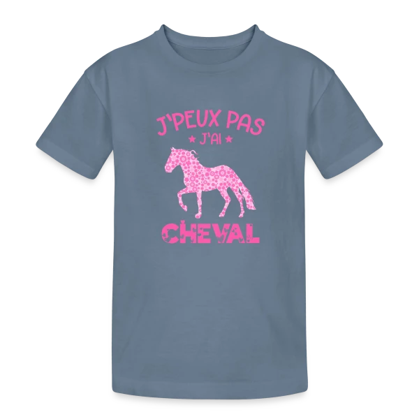 J'peux Pas J'ai Cheval Rose sur T-shirt coton épais ado