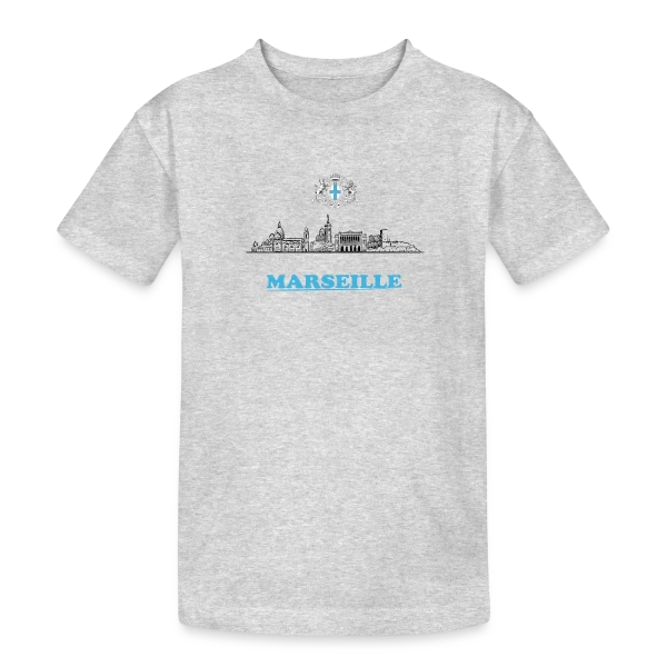 Blason et Skyline Marseille sur T-shirt coton épais ado