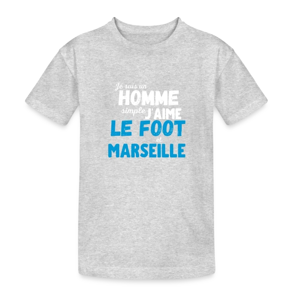 J'aime Foot Marseille sur T-shirt coton épais ado