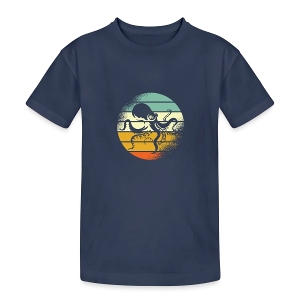 Pieuvre Rétro Océanique sur T-shirt coton épais ado