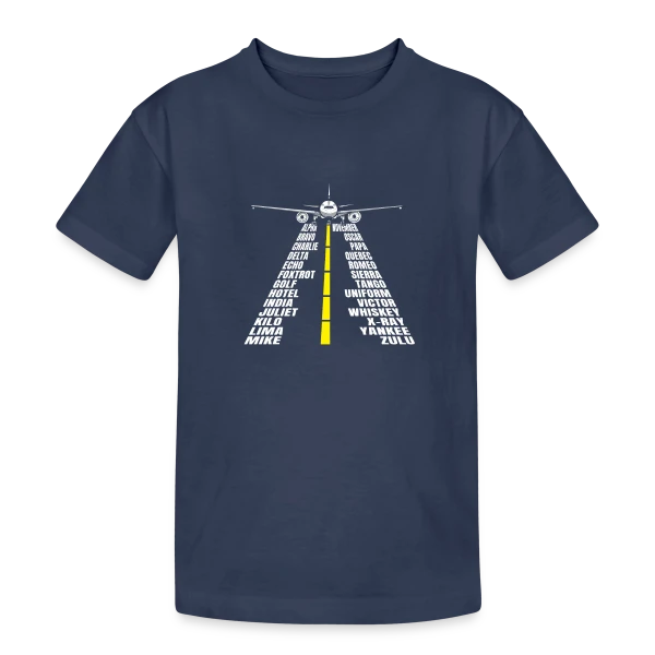 Avion Piste Atterrissage sur T-shirt coton épais ado