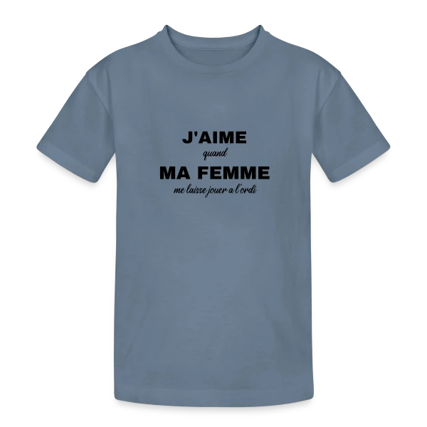 Ma Femme Me Laisse Jouer à l'Ordi : Humour Gamer sur T-shirt coton épais ado