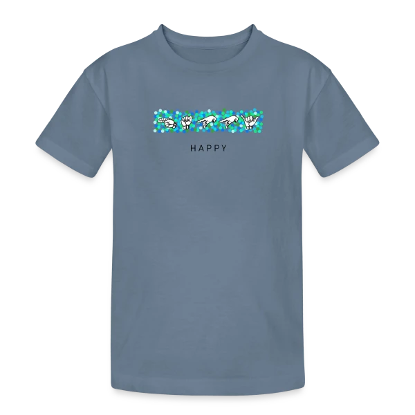 Bonheur en Langue des Signes sur T-shirt coton épais ado