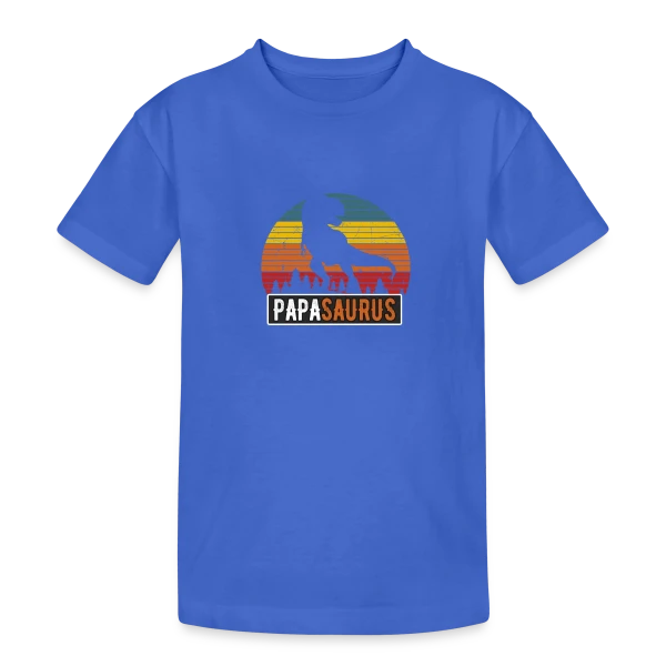 'PapaSaurus Rex' - Humour Dinosaure Rétro pour Papa sur T-shirt coton épais ado