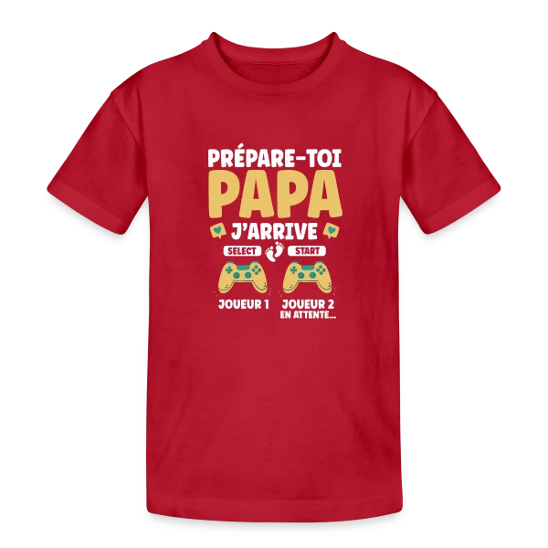 Prépare-toi Papa J'arrive : T-shirt Annonce Grossesse Gamer sur T-shirt coton épais ado