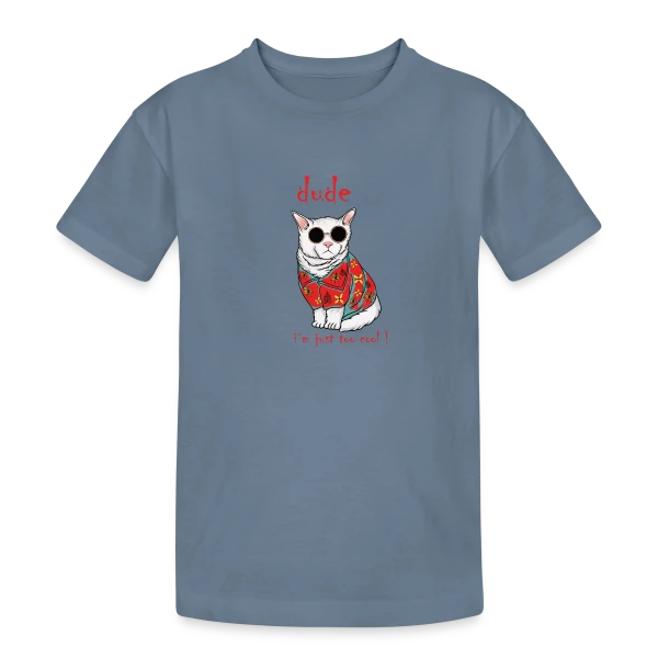 Chat Cool Hawaïen sur T-shirt coton épais ado