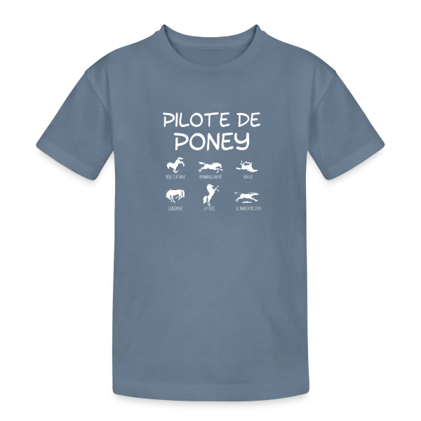 Pilote de Poney Stylisé sur T-shirt coton épais ado