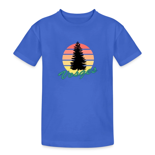Vosges : Sapin au Coucher de Soleil Vintage sur T-shirt coton épais ado