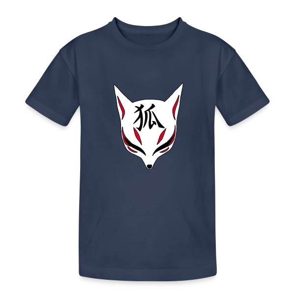 Renard Kitsune Manga & Kanji sur T-shirt coton épais ado
