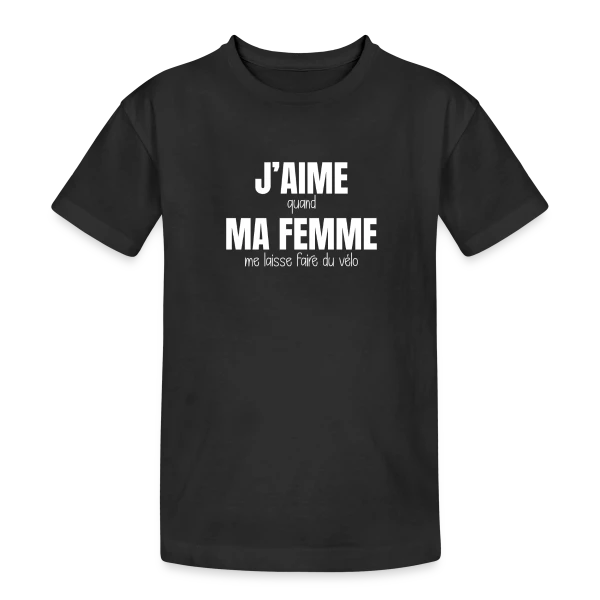 Vélo, Femme et Liberté sur T-shirt coton épais ado