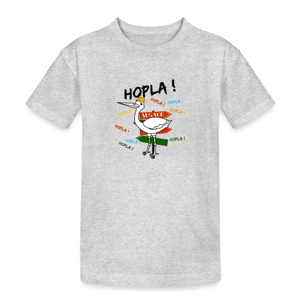 Cigogne Hopla Alsace sur T-shirt coton épais ado