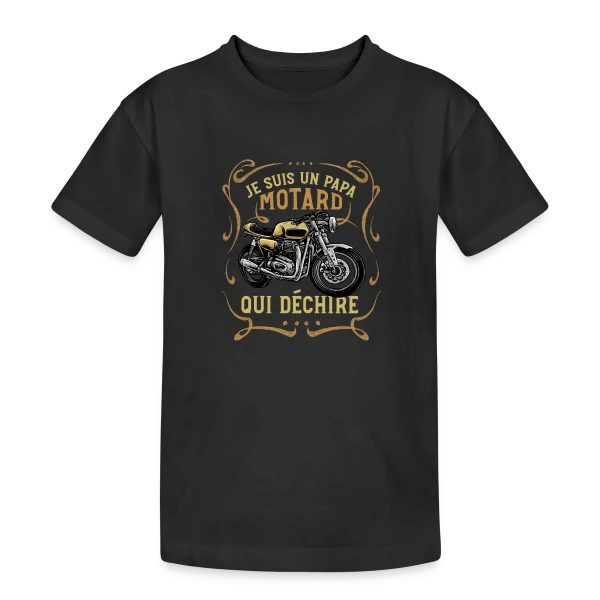 Papa Motard Qui Déchire - Cadeau Humour Moto sur T-shirt coton épais ado