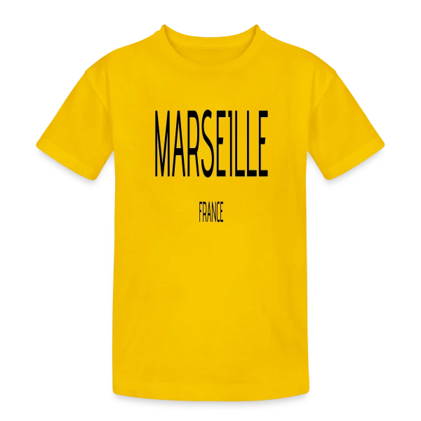 Marseille France Typographie sur T-shirt coton épais ado