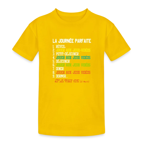 'La Journée Parfaite du Gamer' - Humour Geek sur T-shirt coton épais ado