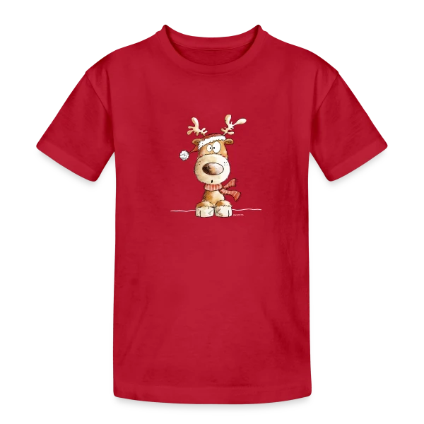Renne de Noël Rigolo Ho Ho Ho ! sur T-shirt coton épais ado
