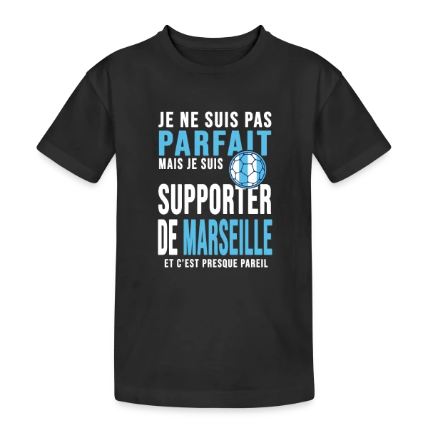 Supporter de l'OM : Humour Marseillais sur T-shirt coton épais ado