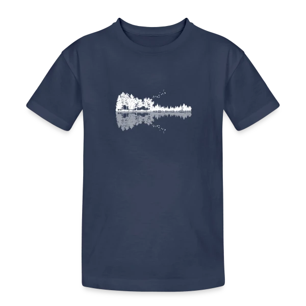 Guitare Nature Silhouette : Mélodie Forestière et Animale sur T-shirt coton épais ado