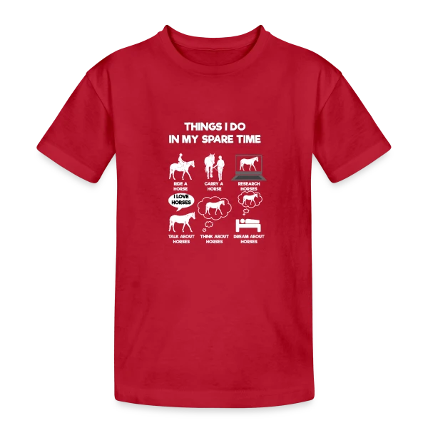 Mes Passions : Écran et Chevaux sur T-shirt coton épais ado