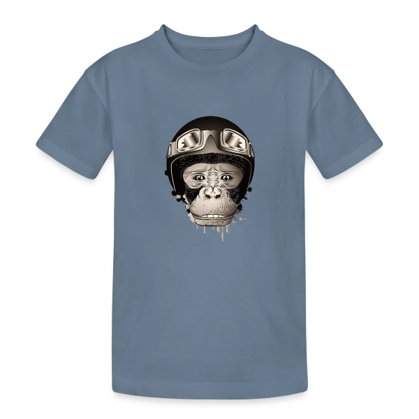 Chimpanzé Motard Rétro – L'Aventure à Deux Roues sur T-shirt coton épais ado