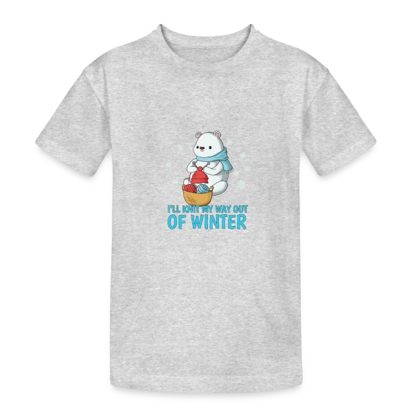 Ours Polaire Tricote l'Hiver sur T-shirt coton épais ado