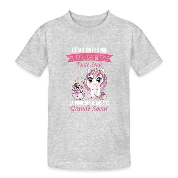 Future Grande Sœur Licorne sur T-shirt coton épais ado