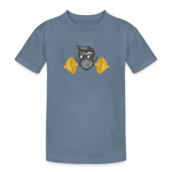 Le Singe Musclé : Gainz et Squats à la Salle sur T-shirt coton épais ado