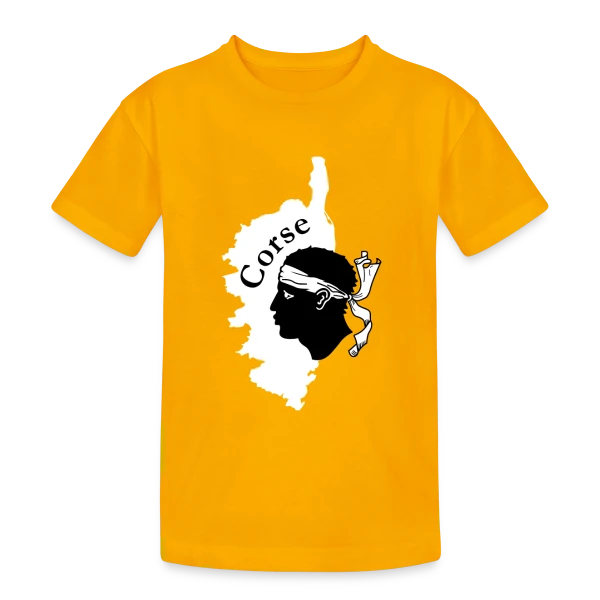 Tête de Maure Corse Texte sur T-shirt coton épais ado