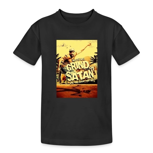 Skate Satanique Vintage & Humour sur T-shirt coton épais ado