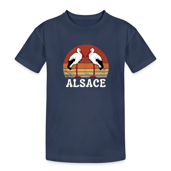 Cigognes Alsace Rétro Sunset sur T-shirt coton épais ado
