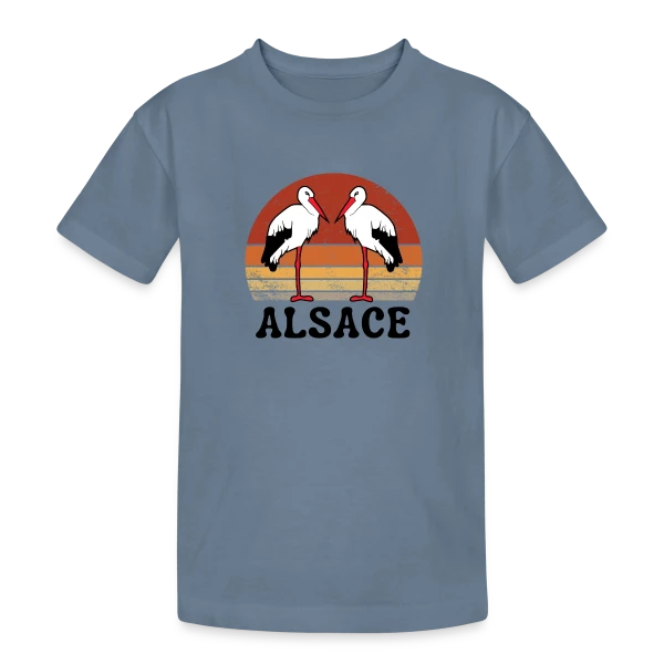 Cigognes Alsace Rétro Sunset sur T-shirt coton épais ado
