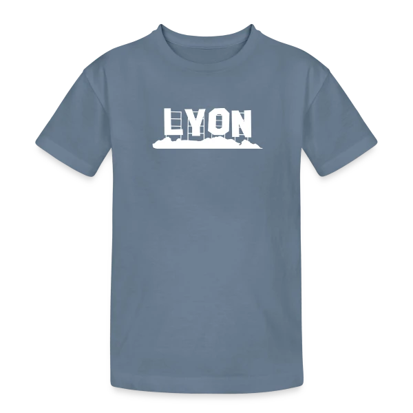 Lyon Texte Blanc Classique sur T-shirt coton épais ado