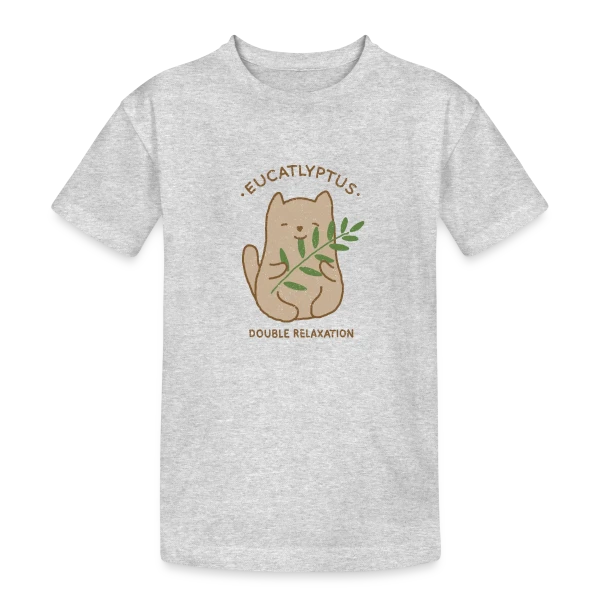 Eucalypchat : Douceur Féline et Eucalyptus sur T-shirt coton épais ado