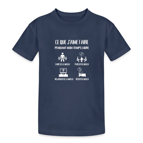 Temps Libre = Muscu ! Humour Musculation Homme sur T-shirt coton épais ado