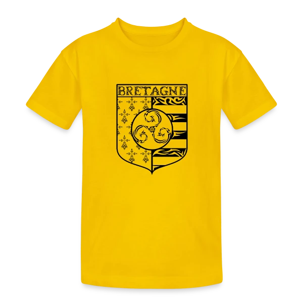 Bretagne - Blason Gwenn Ha Du Triskèle Tribal sur T-shirt coton épais ado