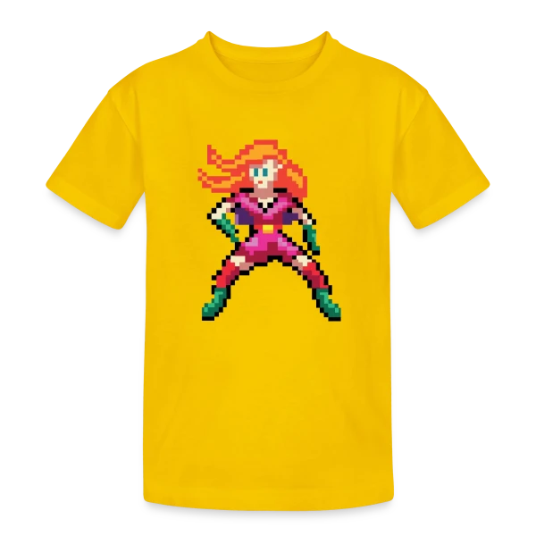 Super-Héroïne Rouge sur T-shirt coton épais ado