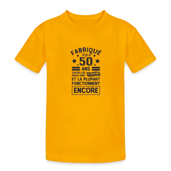 50 Ans Pièces d'Origine sur T-shirt coton épais ado