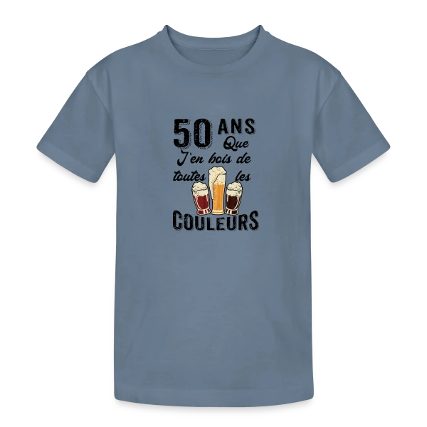 50 Ans Toutes les Couleurs de Bière sur T-shirt coton épais ado