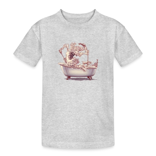 L'Étrange Bain de Kanagawa sur T-shirt coton épais ado