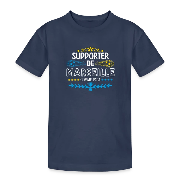 Ferveur Foot Marseillaise sur T-shirt coton épais ado