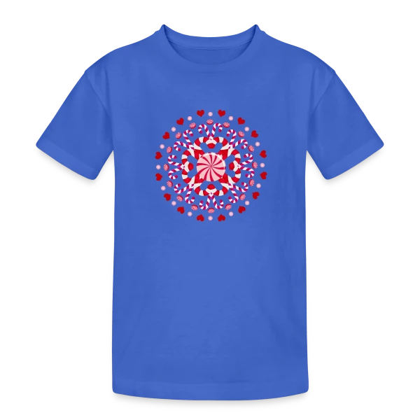 Ornement Sucre d'Orge Rouge pour Noël sur T-shirt coton épais ado