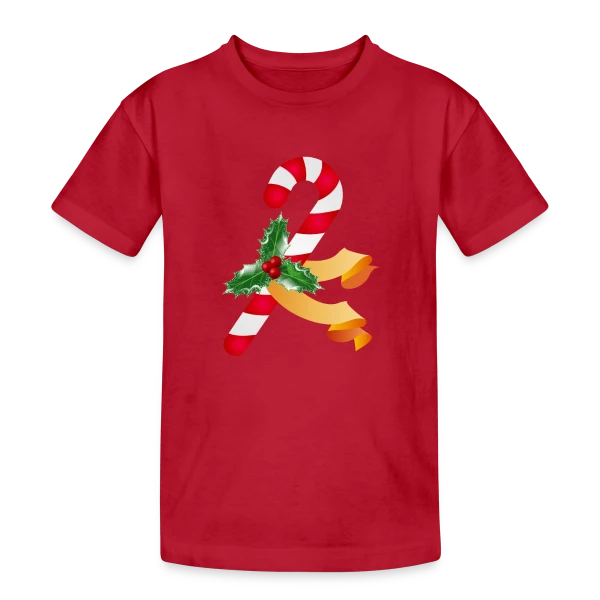 Sucre d'Orge et Houx pour la Période des Fêtes sur T-shirt coton épais ado