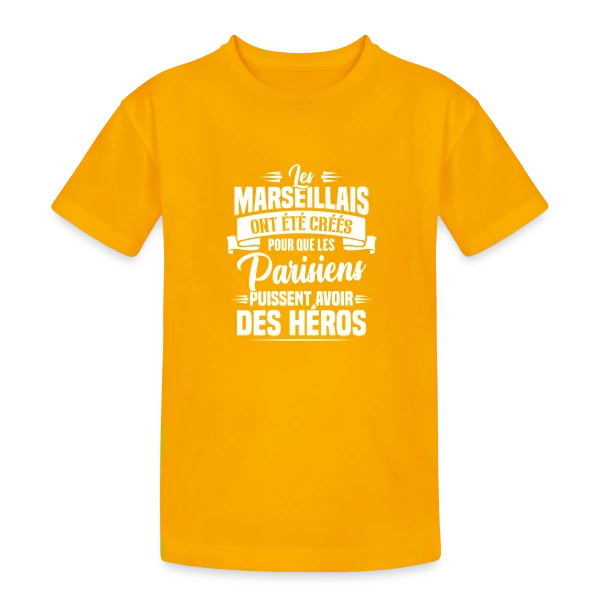 Rivalité Marseille-Paris Humour sur T-shirt coton épais ado