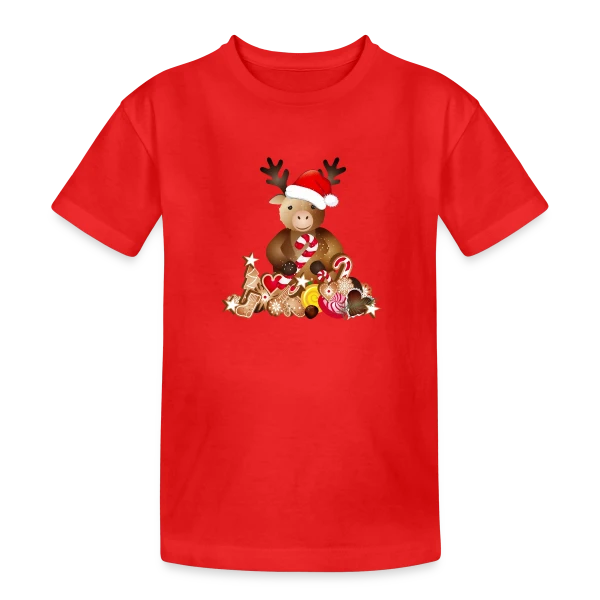 Renne de Noël Adorable avec Chapeau sur T-shirt coton épais ado