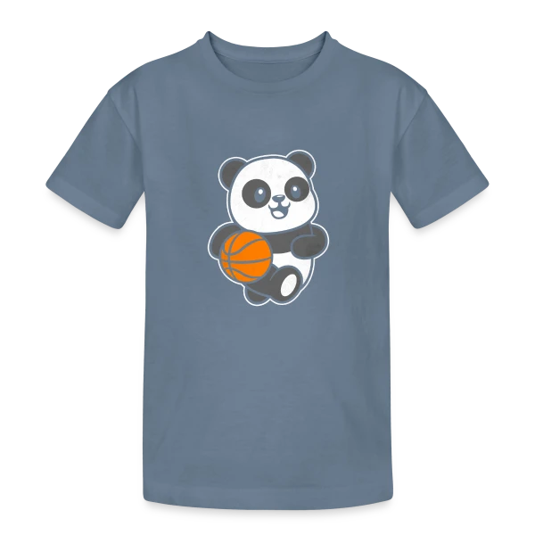 Panda Basketteur sur T-shirt coton épais ado